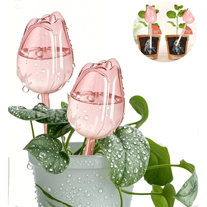 Plant Sensor - ลูกบอลรดน้ำต้นทิวลิปสีชมพู ลูกบอลรดน้ำแบบหยดน้ำอัตโนมัติและระบบรดน้ำอัตโนมัติ เหมาะสำหรับพืชในร่มและกลางแจ้ง