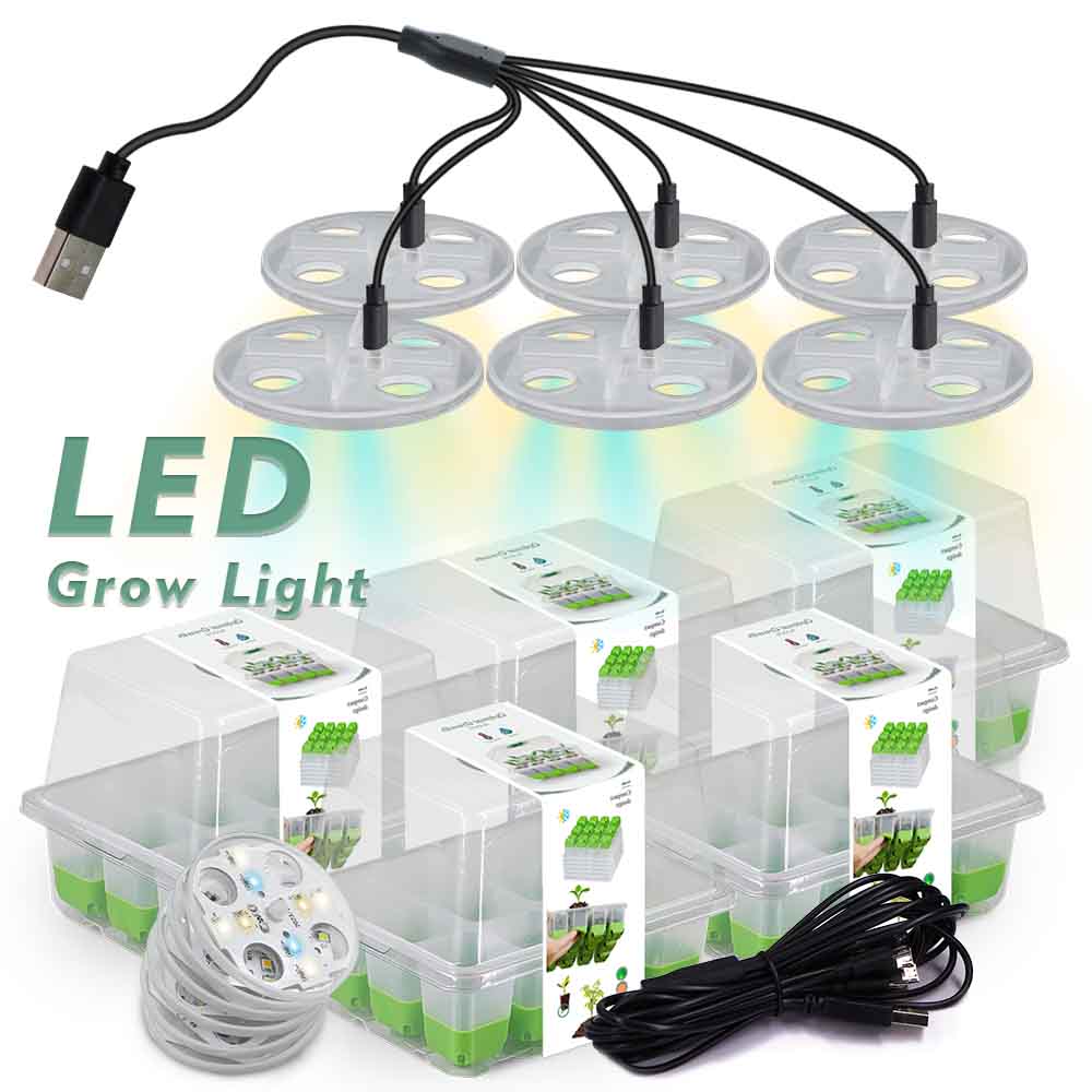 Indoor Garden Kit - LED Grow Light Seedling Starter ชุดถาดโปร่งใสในร่มสวนเรือนกระจกดอกไม้พืชเนอสเซอรี่การงอกกล่อง