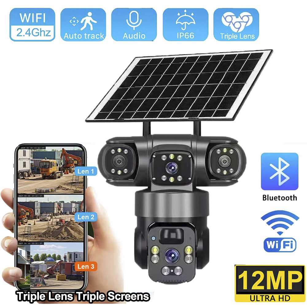 Garden Camera - กล้องโซลาร์ 4G สามเลนส์ สามจอภาพ มุมมอง 360